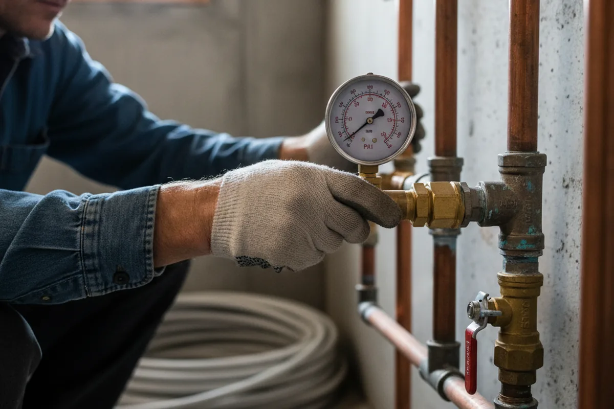 Pressure testing a repaired line during Water Line Repair in Blodgett